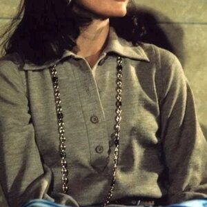 JBK Jackie Kennedy Gold Black Toned Long Necklace Vintage Signed